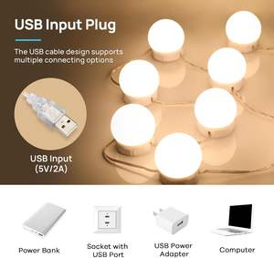 Lámpara LED regulable para espejo de maquillaje estilo baño, bombilla USB para tocador, venta al por mayor - Product Image 2