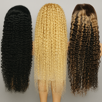 Perruque Lace Front Courte en Cheveux Brésiliens Remy HD, Bouclés Crépus, Couleur Noir Naturel, pour Femmes Noires
