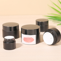 Pot en verre noir mini crème de 10 ml, 15 ml, 20 ml, 30 ml, 50 ml pour soins du visage avec étiquettes personnalisées, bouchon à vis, coussinet intérieur anti-fuite