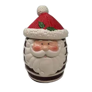 New product Ceramic Christmas Ornaments 3D Decorative Ceramic Present Handpainted Ceramic Earthenware Sugar Po