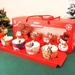 Grosir kotak kemasan kue cupcake mendukung pernikahan kotak kue tinggi berjenjang natal ulang tahun donat roti kertas kraft putih kustom