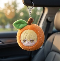 Kawaii Oranje Fruitjongen Pluche Hangertje Schattig Chibi Gezicht Zacht Pluizig Sleutelhanger Tas Charm Hangende Pop Aangepaste Gift