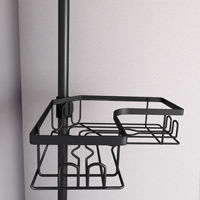 Étagère de douche d'angle télescopique à 4 niveaux avec paniers en maille en forme de L