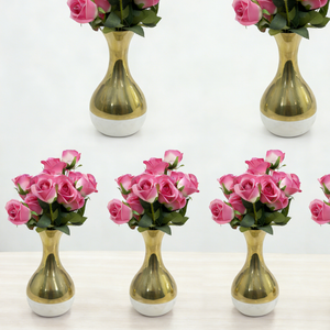 Vase en marbre et laiton doré certifié ISO9001 - Design moderne, léger pour la décoration de la maison et du jardin - Product Image 1