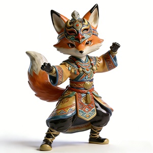 Sculpture de renard samouraï personnalisable en cuivre BZY, ornement de bureau, décoration de maison, cadeau de festival et d'affaires - Product Image 1