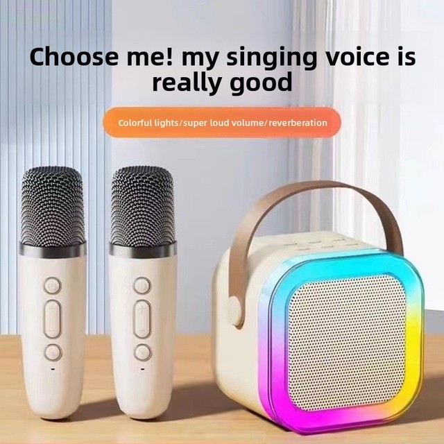 K12 for 5.0 Karaoke Speaker Wireless Sound System with Microphone Subwoofer Battery-Powered (200-500mAh) for Kids Singing