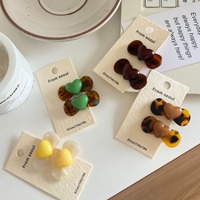 Lot de pinces à cheveux doubles en acétate motif écaille de tortue jaune, style mature, doux et épicé, pour mèches latérales