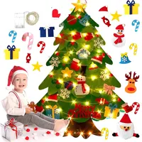Fabriek Prijs Kerst Handgemaakte Diy Decoratieve Vilt Kerstboom Met Ornamenten Venster Ornamenten Herbruikbare