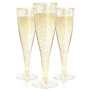 Lot de 50 flûtes à <span class=keywords><strong>champagne</strong></span> jetables en plastique rose doré scintillant, 4,5 oz (135 ml), pour mariage <span class=keywords><strong>et</strong></span> fête - Product Image 5
