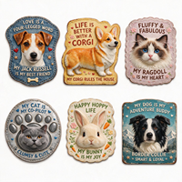 Plaque en aluminium personnalisée pour animaux de compagnie (chien, chat), décorative en métal 3D gaufré, signalétique murale personnalisée, vente en gros, usine OEM