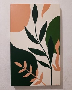 Art mural abstrait moderne de 20x40 pouces vert et sarcelle avec accents gris salon bureau décor toile avec base pour usage domestique - Product Image 3