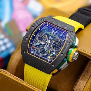 Luxury 65-01 Carbon Fiber Titanium Case 18K Rose Gold Men’s Racing Style Chronograph Watch with Rubber Strap Factory Wholesale - Product Image 4