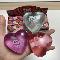 Jouet Squishy Cœur Transparent avec Texte Positif Imprimé, Anti-Stress à Rebond Lent, Jouet à Presser pour Faveurs de Fête de la Saint-Valentin