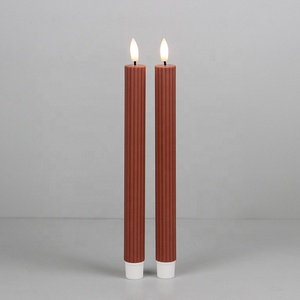 <span class=keywords><strong>Chandelier</strong></span> conique sans flamme décoratif ivoire côtelé 3D véritable flamme en plastique LED alimenté par batterie pour les vacances - Product Image 3