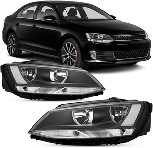 Phares de voiture pour <span class=keywords><strong>VW</strong></span> Jetta 2012-2018, lentilles transparentes, boîtier noir - Product Image 4