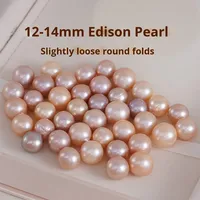 Perles d'eau douce naturelles Edison de 12-14 mm, colorées, semi-percées, rondes, froissées, légèrement imparfaites, A08 pour l'art des ongles