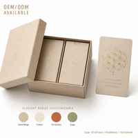 Boîte de cartes à jouer de luxe en papier beige sable doré, coins arrondis personnalisés, 52 cartes Oracle premium, écologiques