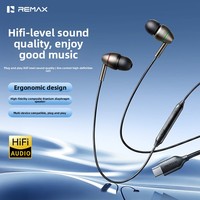 Écouteurs intra-auriculaires filaires Remax avec télécommande, microphone, connecteur Type-C, transducteur dynamique, cordon de 1,2 m, qualité sonore haute fidélité