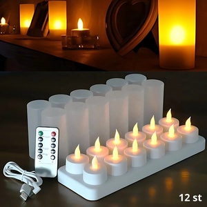 12ชิ้นเทียนอิเล็กทรอนิกส์ <span class=keywords><strong>LED</strong></span> แบบชาร์จไฟได้ไฟชา <span class=keywords><strong>LED</strong></span> พร้อมรีโมทคอนโทรลใช้แบตเตอรี่ไฟเทียนไร้เปลว - Product Image 1