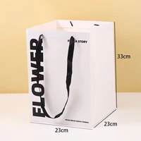 Floral Print Paper Flower Bouquet Bag 23x23x33cm (9x9x13 Inch) Square Gift Packaging Bag with Handle