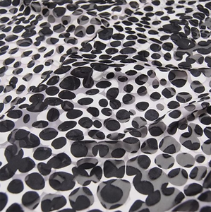 Chất Lượng Cao Màu Đen Sóng Dot Hoa Mô Hình Hoa Gạc Vải Lụa Vải May Mặc - Product Image 3