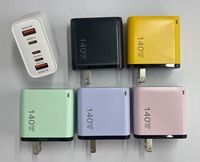 Cargador de Teléfono Móvil de 140W, 2 Puertos USB + 3 Puertos Tipo C, Carga Rápida QC3.0, Enchufe US/EU, Cargador Súper Rápido Dual de 35W