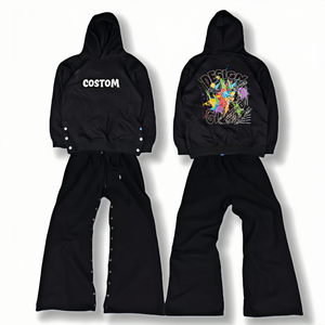 Conjunto de Sudadera con Capucha y Pantalones Deportivos Personalizados con Bordado y Estampado para Hombre y Mujer, 100% Algodón, Diseño con Remaches, Fabricante de Chándales - Product Image 1