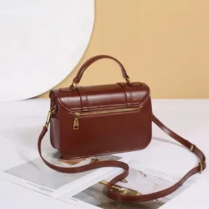 Sacs à main AndoBag pour femmes, en cuir de vache véritable, style rétro européen et américain, sac bandoulière, sac à main décontracté pour femmes, 88820 - Product Image 5