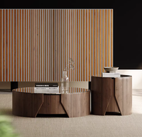 Ensemble de tables basses en marbre de design minimaliste italien, cadre en bois, table gigogne haut de gamme pour les petits salons modernes, meubles