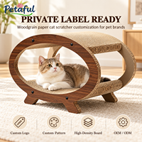 Griffoir pour chat en bois grainé ovale OEM, double couche, tunnel creux, griffoir ondulé, canapé pour chat pour chats d'intérieur et chatons