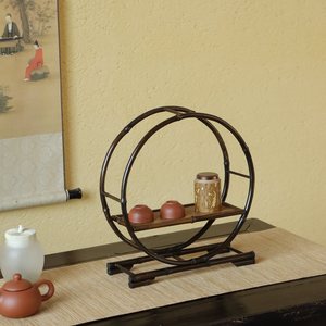 Étagère à thé en bambou violet, type circulaire sur pied, pour la décoration de la salle de thé - Product Image 4