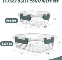 Stockage en verre borosilicate, boîtes à lunch Bento sans BPA, ensemble de récipients de préparation de repas en verre avec couvercles