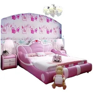 Princess girl cartoon dream children bed with guardrail child room kid furniture set