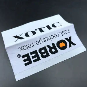 High Density Custom Brand Name Logo And Size End Folded Garment Textile Neck Woven Tags Labels For Clothing