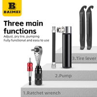 Juego de Llaves de Trinquete BaiMei WX-2, Kit de Reparación Rápida para Bicicletas, Puntas de Destornillador, Aleación de Aluminio Duradera y Ligera
