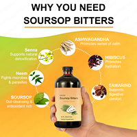 Solution Liquide Privée OME Soursop Bitters Saveur Orange avec Neem, Senna, Ashwagandha, Hibiscus, Tamarin pour le Soulagement du Stress et le Soutien au Sommeil