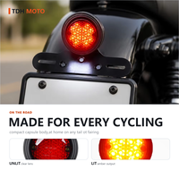 Feu arrière rond pour moto, homologué E8, avec éclairage de plaque d'immatriculation LED, 14 LED, 12V, étanche IP65, support en aluminium universel
