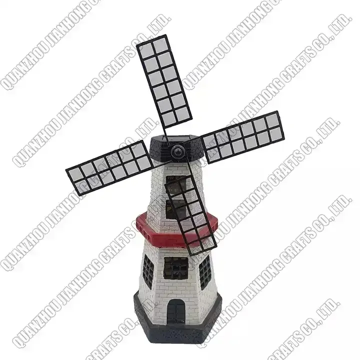 Gran oferta 3D Vintage resina Holanda molino de viento adornos poliresina antiguo molino de viento modelo pantalla estatuas coleccionables