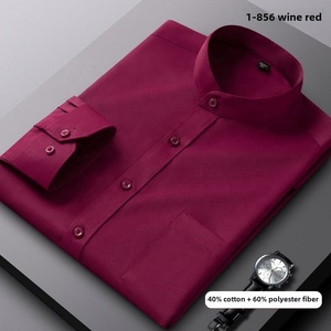 Camisa Casual de Negocios Blanca de Manga Larga con Cuello Vertical para Hombre 2025, 100% Algodón, Transpirable, Sin Planchado, de Alta Gama - Product Image 6