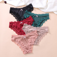 Culottes sexy pour femmes, style mode, luxueuses et exquises, taille haute, string, avec nœud brodé, en tricot, en coton/nylon antibactérien, pour adultes