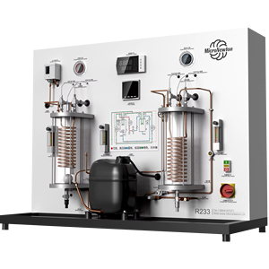 جهاز تجربة دورة التبريد بالضغط البخاري الديناميكي الحراري، معدات تعليمية، لوح معدني أبيض/أسود صغير - Product Image 1