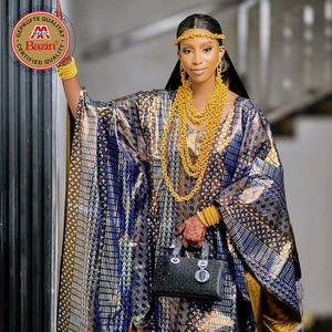 Robe <span class=keywords><strong>Boubou</strong></span> Dashiki Africaine en Bazin Riche Imprimé Parfumé de Qualité Supérieure, Tenue Traditionnelle Originale du Mali pour Mariage - Product Image 5