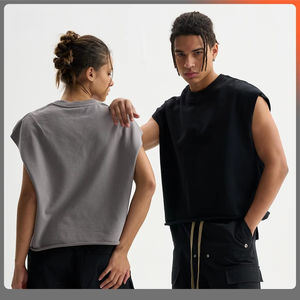 Camiseta sin mangas para hombre, estilo boxy, de secado rápido, de algodón acanalado, con logo personalizado, para verano, deporte, gimnasio, chaleco, top. - Product Image 2
