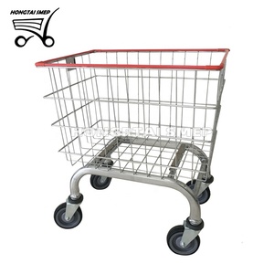 4 Bánh Xe Giỏ Thép Bền Lưu Trữ Vận Chuyển Thương Mại Giặt Giỏ Hàng Xe Đẩy - Product Image 2