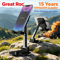 Support de téléphone et tablette Great Roc en métal, hauteur réglable, rotation à 360°, portable, pour bureau et lit, accessoires de bureau