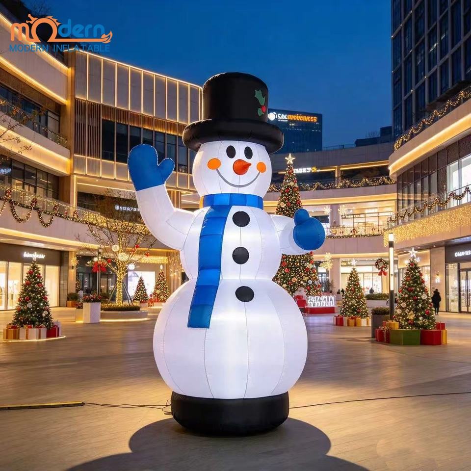 Santa Tree Snowman Inflatable Giant Christmas Inflatable Snowman & Santa Claus with LED Light for ...