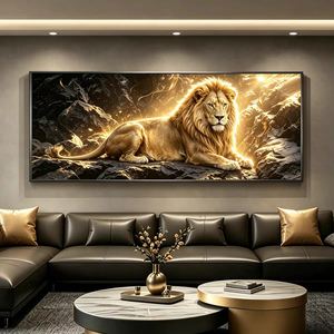 <span class=keywords><strong>Quadri</strong></span> Moderni Grandi da Parete: Stampa su Tela Leone Nero e Oro, Poster Animali <span class=keywords><strong>per</strong></span> <span class=keywords><strong>Soggiorno</strong></span> e Decorazione Casa - Product Image 1