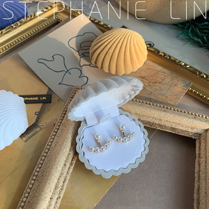 Xinxing Custom Shell Shape Lovely Velvet Wedding Engagement Ring <strong>Box</strong> for <strong>Earrings</strong> Necklace Jewelry Display Gift <strong>Box</strong> <strong>Holder</strong> - Product Image 3