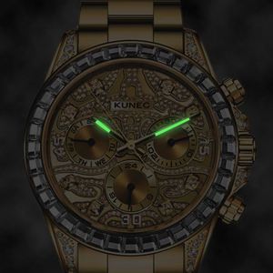 Montres mécaniques automatiques pour hommes, chronographe lumineux en or de luxe personnalisé - Product Image 3