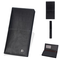 Baellerry dompet panjang desain baru untuk pria, dompet bisnis lipat ganda desain klasik minimalis dengan saku koin ritsleting